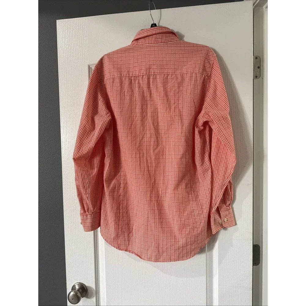 Clemson Tigers Men's Size Large Orange Gingham Button-down Shirt Embroidered Paw - Picture 6 of 6